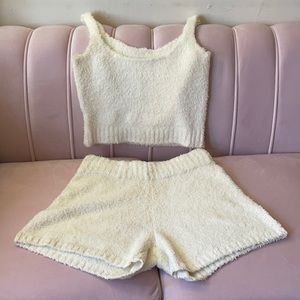 Skims Bone Fuzzy Loungewear Set